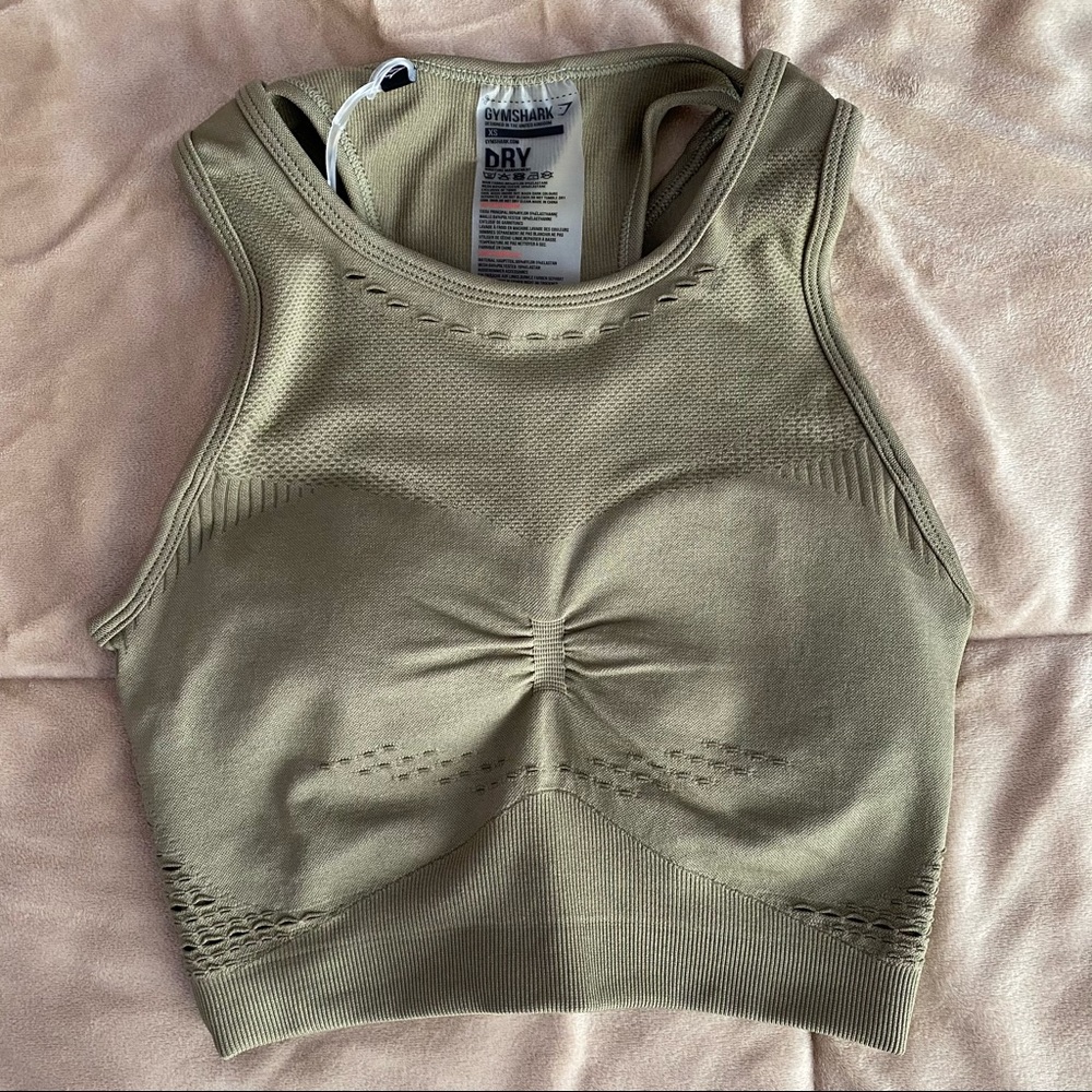 Gymshark Flawless Knit Sports Bra in Khaki